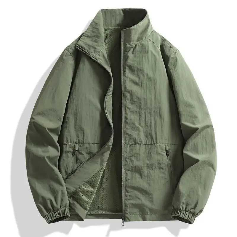 Large mens jacket rack collar thin jacket outdoor 5XL 6XL 7XL 8XL waterproof autumn fashionable loose jacket bomber jacket W241111