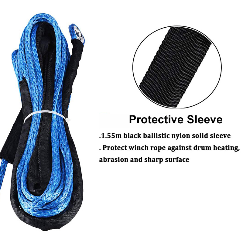 Car Towing Winch Rope Kits 1/4'' x50 ft Synthetic Winch Rope Safety Pull Strap for Offroad Vehicle ATV UTV
