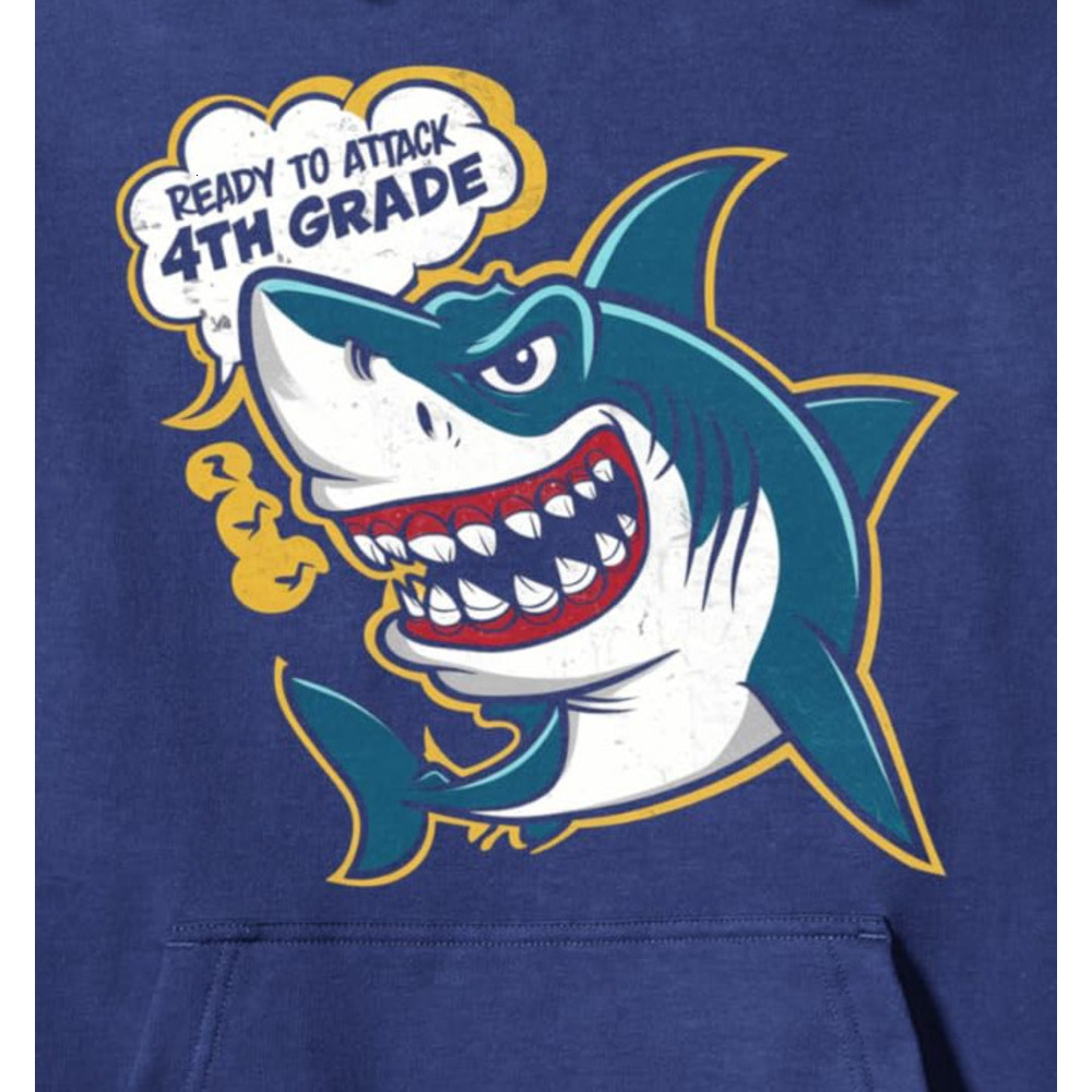 Hoodie for Mens Womens 4th Grade Shark Back To School Teacher Student Kids Funny Pullover Hoodie Graphic Hoodies sweatshirt