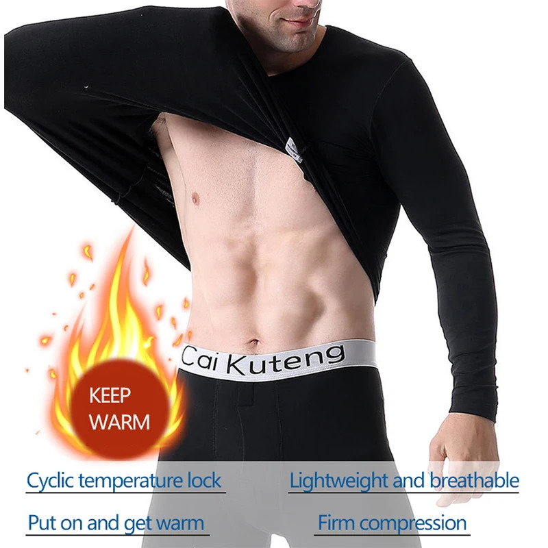Autumn Winter Thermal Underwear for Men Long Johns Warm Base Layer Set Crew Neck Top and Pants 241111