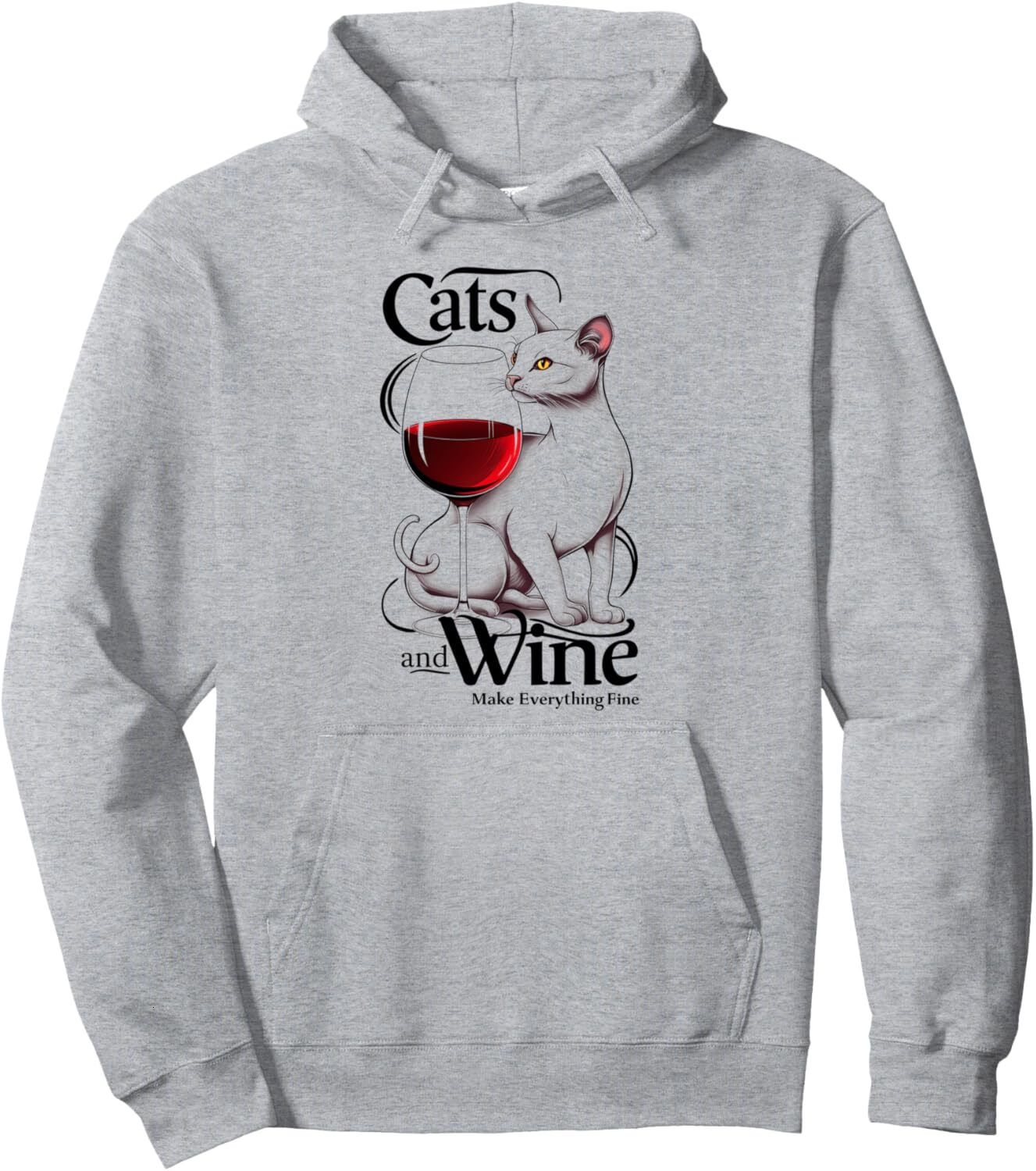 Hoodie for Mens Womens Cats and Wine Funny Cat Wine Lover Design Pullover Hoodie Graphic Hoodies sweatshirt