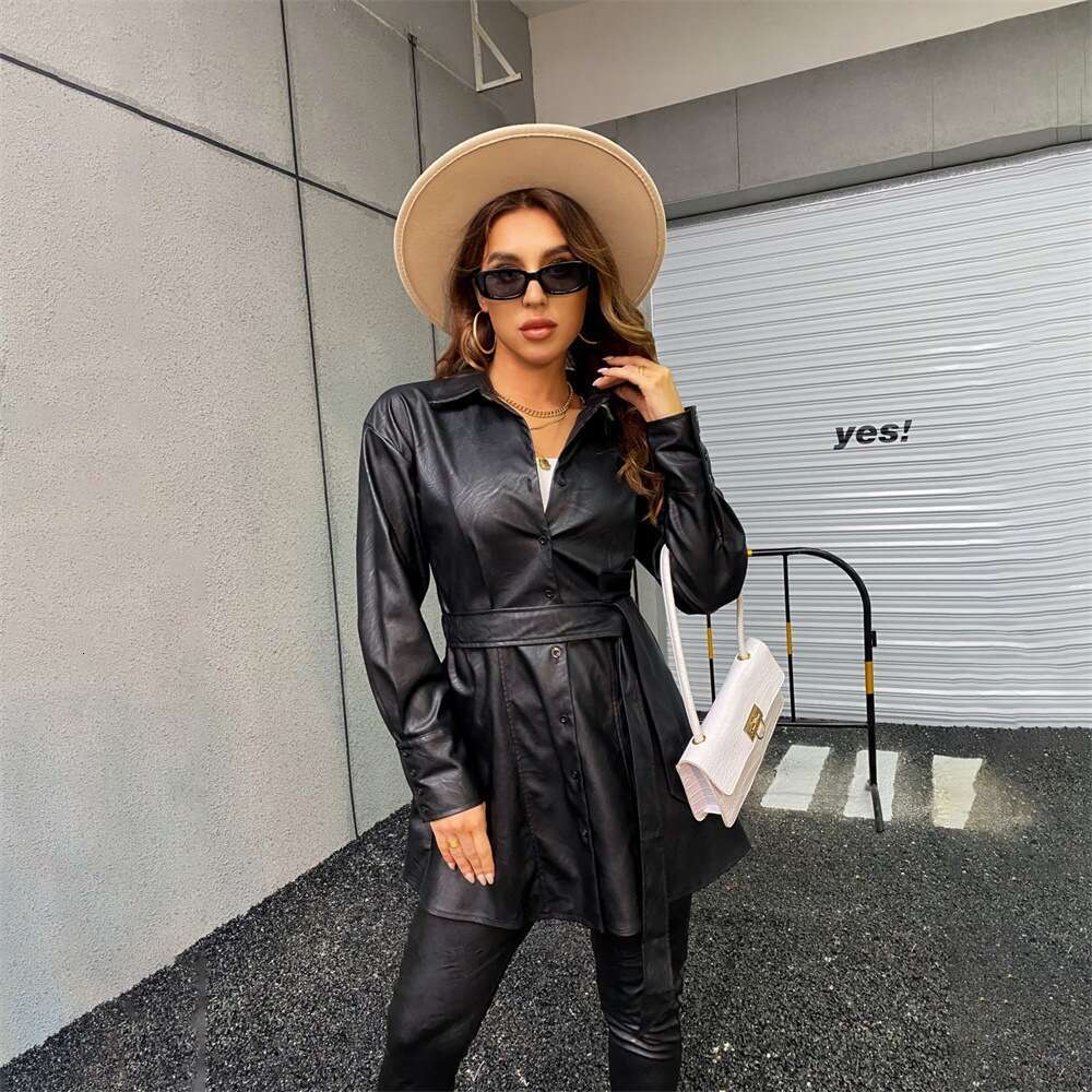 shanshi leather jacket women autumn and winter casual fashion skirt style leather jacket women's coat