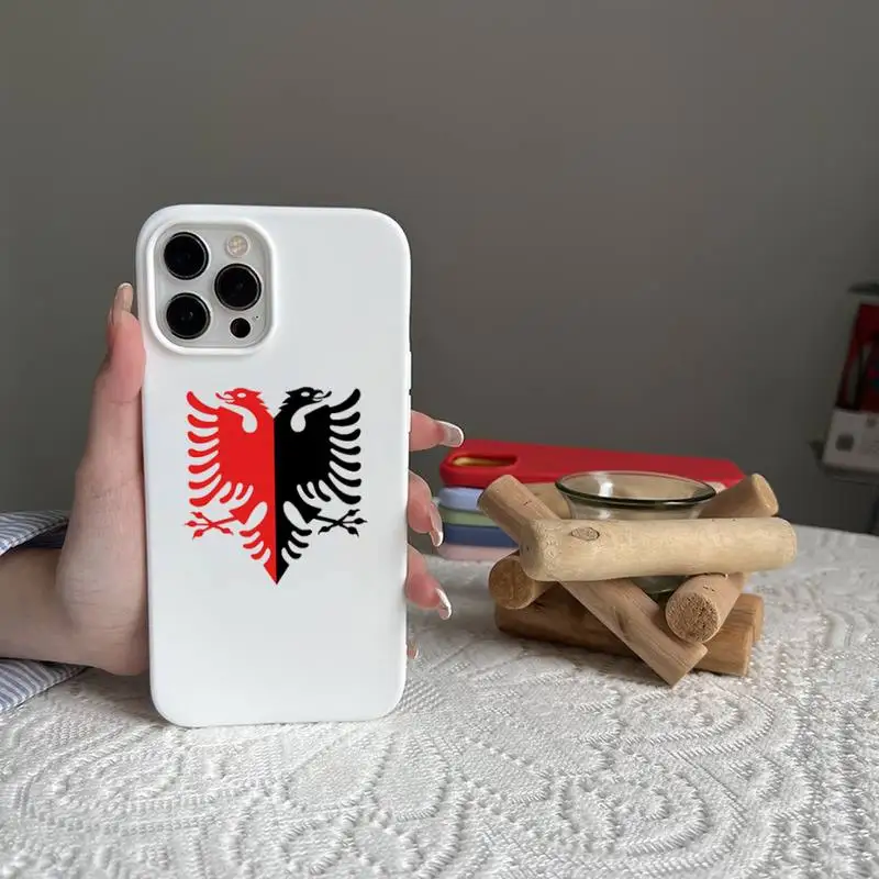 Albania Albanians Flag Phone Case Candy Color for iPhone 14 11 12 13 mini pro X XS XR MAX Plus
