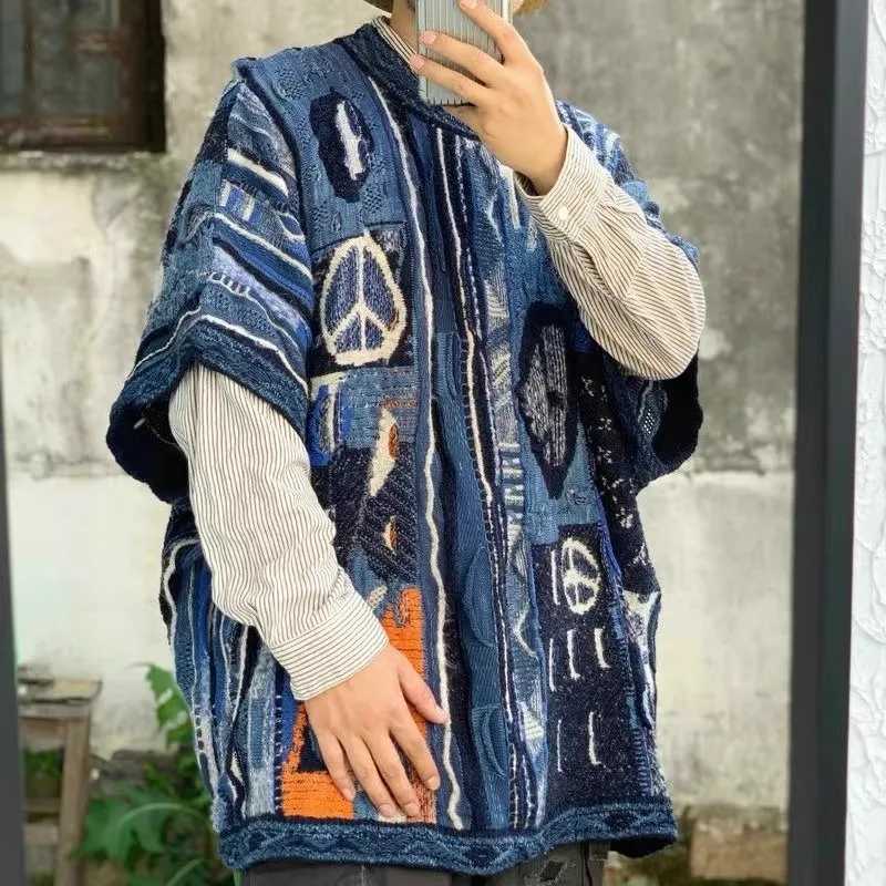 High Quality Kapital Japanese Retro Extra Large Knitted Sweater Mens and Warm Open Thick Long Sve Coat Winter Peach Robe Coat T241111