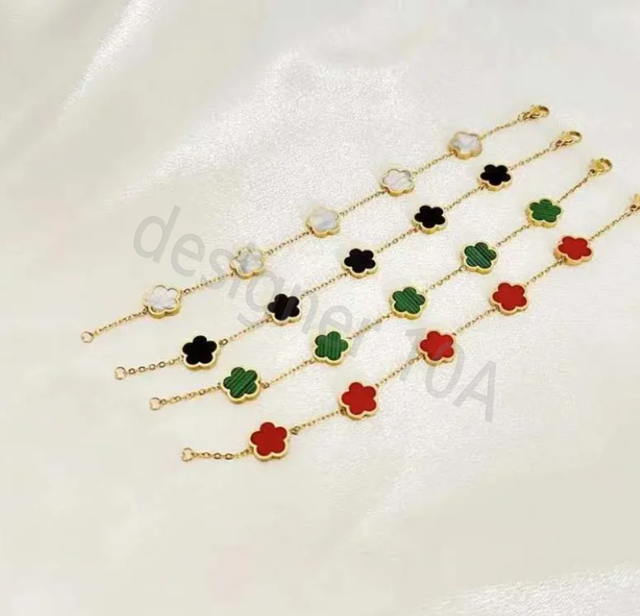 designer four clover bracelets for women five flower Clover chain Bracelet luxurys Agate Diamond Elegant women four leaf clover lucky Party charm Jewelry