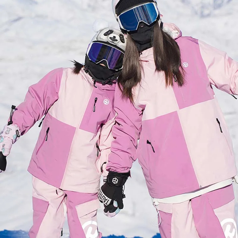 2025 New Winter Patchwork Girl Outdoor Skiing Windproof Waterproof Breathable Children Ski Set Sports Hooded Zipper Suits