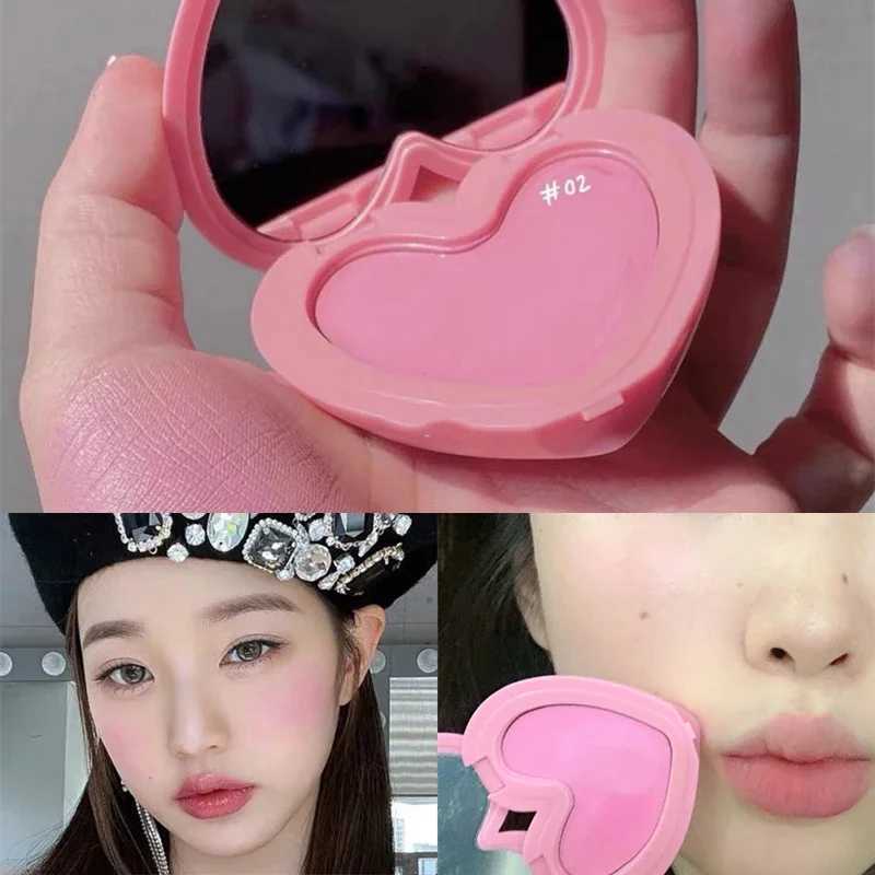 Heart Shape Blush Air Cushion Cheek Contour Girls Pink Makeup Palette with Mirror Waterproof Matte Peach Blusher Tint Mud CreamXJ241111