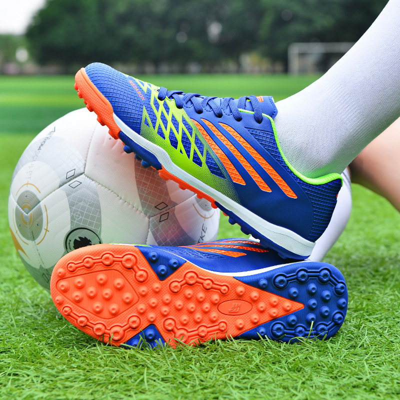 Men Soccer Shoes Indoor Lightweight Youth Teenager Male Training Gym Sneakers Blue Black Man Turf Sport Football Shoes