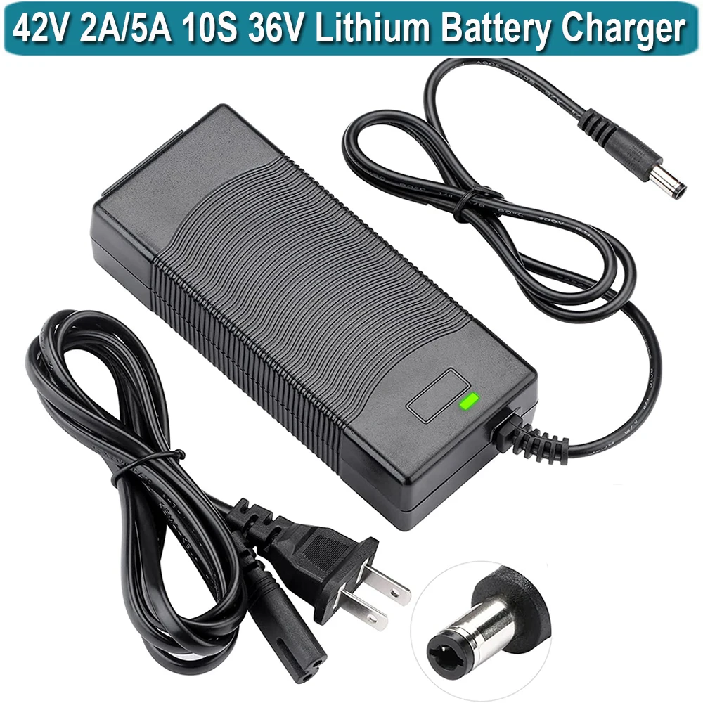 42V 2A 5A Electric Scooter Charger 1 Prong 5.5mm DC Plug for 36V 10S Lithium Battery Compatible with Gotrax Scooter Charger