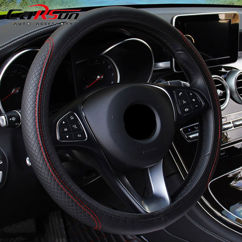 car Black Artificial Leather Car Steering Wheel Cover for Renault Clio Scenic Megane Duster Sandero Captur Twingo koleos