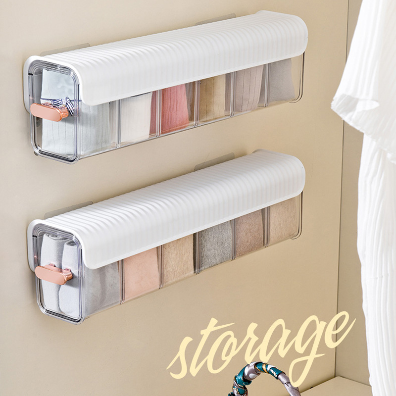 Transparent Wall Mounted Storage Box Underwear Panties Socks Closet Bedroom Storage Storage Box