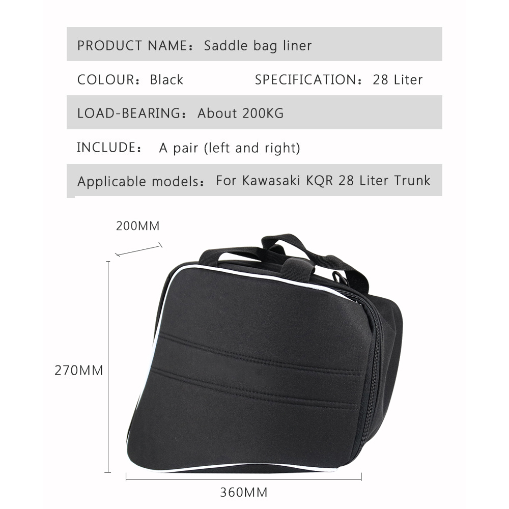 Motorcycle Hard Saddlebag Liner Set Bag Saddle Inner Bags lage bags Kawasaki Ninja H2 Versys 1000 650 For KQR 28L