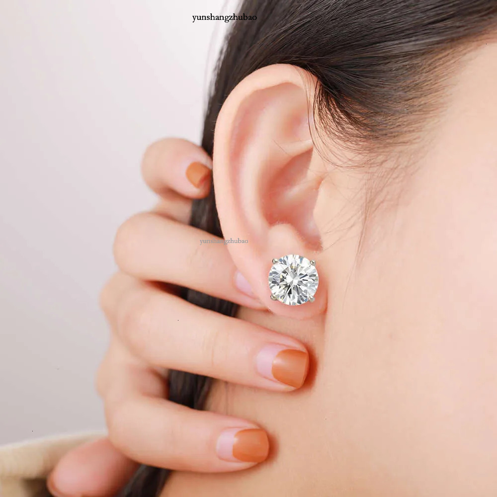 Pass Dia Tester 3-10mm Classic Moissanite Stud Earrings Sterg Sier Mossanite Fashion Screw Back Men Women