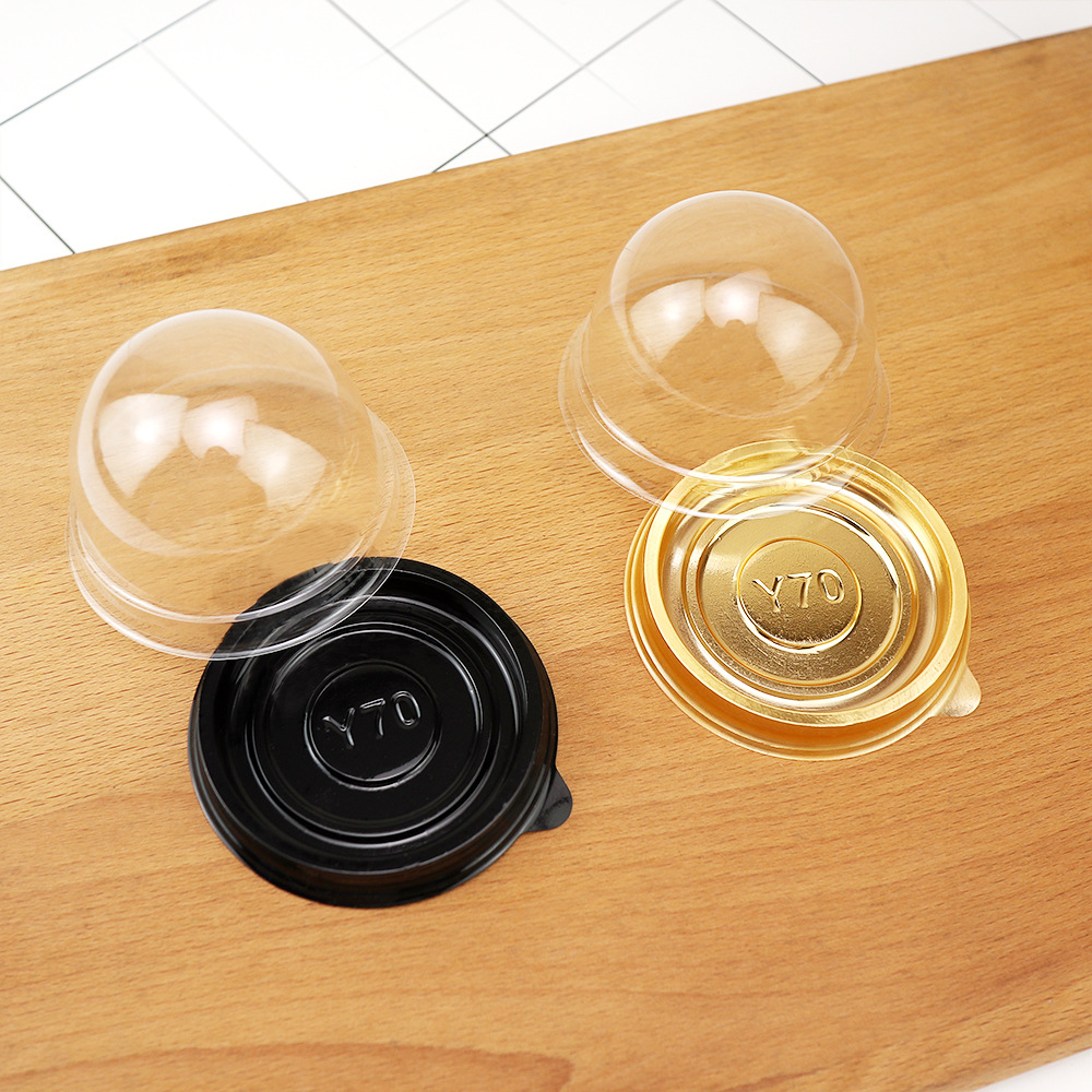 Egg yolk pastry packaging box single grain Snow Meiniang mooncake round transparent vacuum formed box baking pastry disposable packaging box