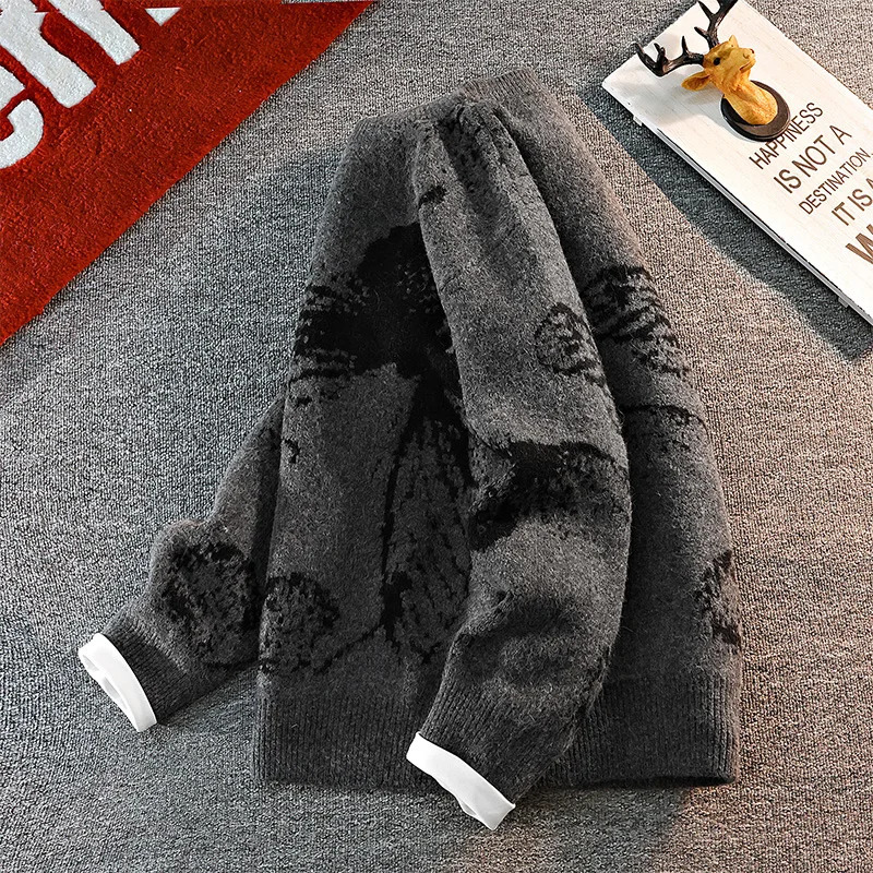 autumnwinter butterfly pattern loose thickened wool sweater 241111