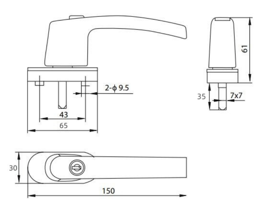 Vintage UPVC Window Replacement Round Handle Lock with Key Aluminum Alloy Casement Window Outwards Handle