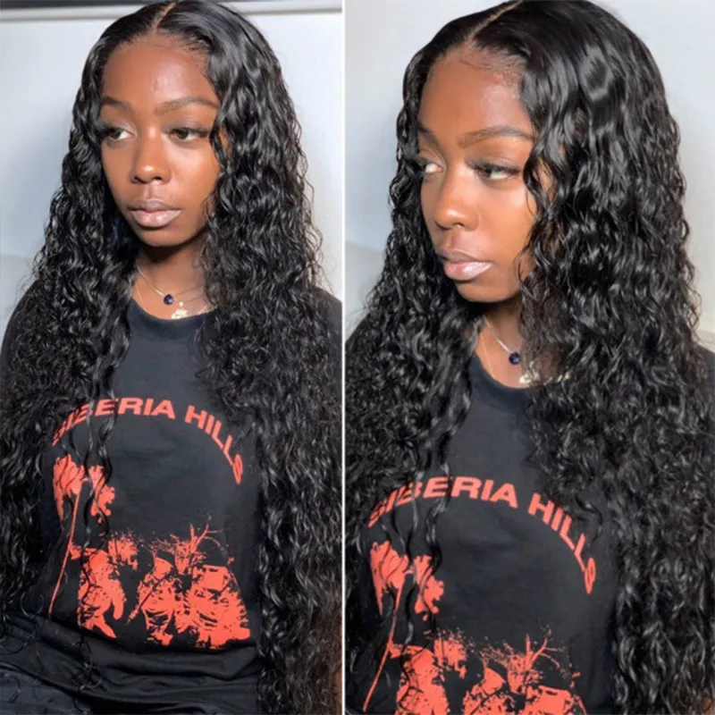 Body Wave 13x4 Frontal Wig 40 Inch Transparent Lace Front Simulation Human Hair Wigs Brazilian Black Color 250 density HD For Women Pre Plucked
