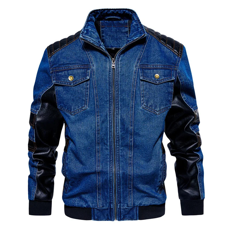 Mens denim jacket spring and autumn casual formal denim patch workwear top fashionable street decal locomotiv mens S-XXL 241108