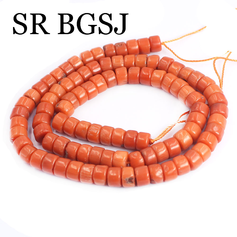 4x6mm Keshi Rondelle Column Jewelry DIY Loose Real Genuine Natural Spacer Vintage Seed Orange Coral Beads 15"