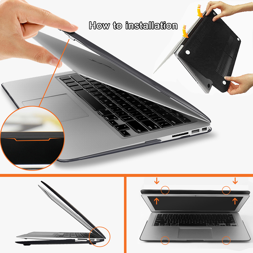For Apple Macbook Air 13/11 Inch /Pro 13 A2338/15/16 Inch Macbook 12"(A1534) Anti-fall Matte Black Laptop Case+US Keyboard Film