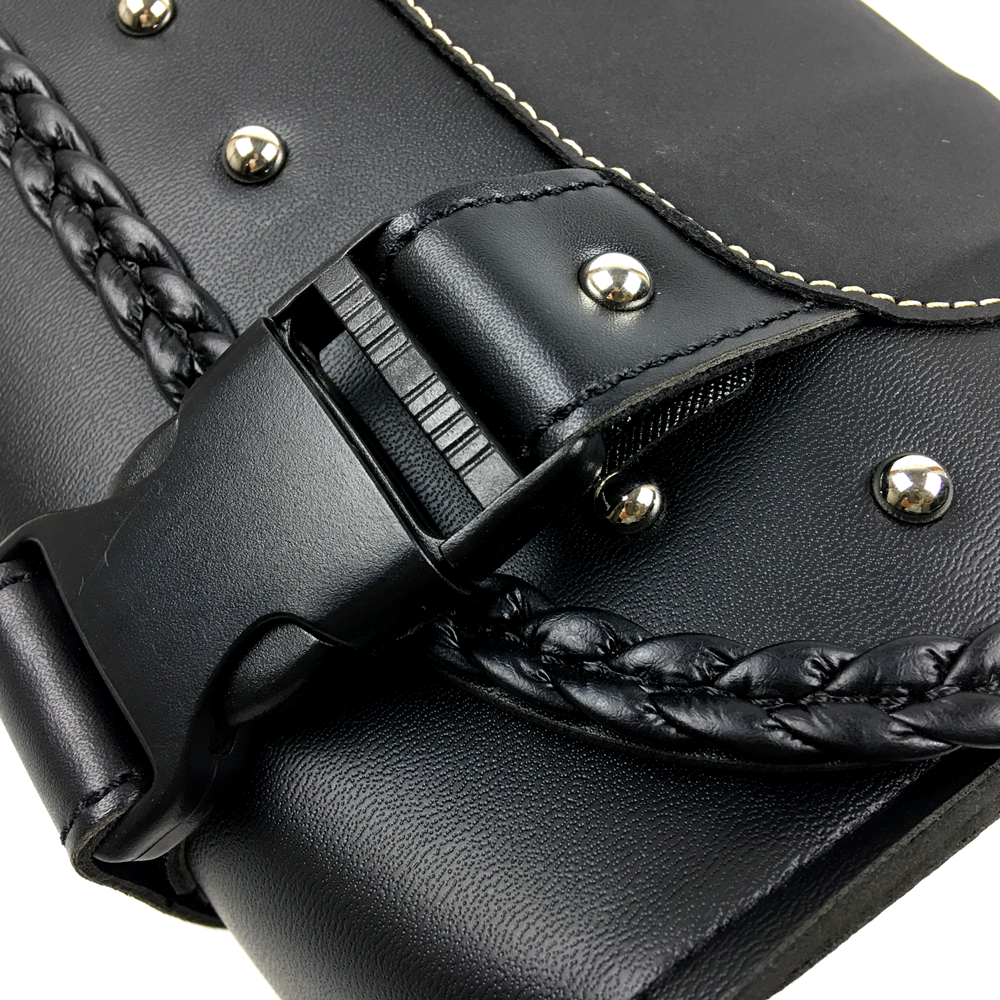 Motorcycle Front Fork Bag PU Leather Side Tool Pouch Retro Saddlebag Black Waterproof For Harley Honda Yamaha Suzuki