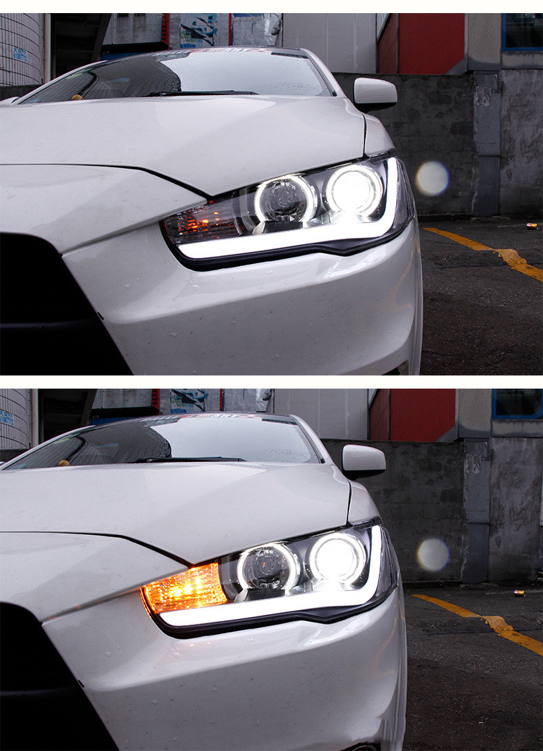 Car Headlight Assembly for Mitsubishi Lancer EVO 20 09-20 16 Front Light DRL Head Lamp LED Angel Eye Xenon Headlights