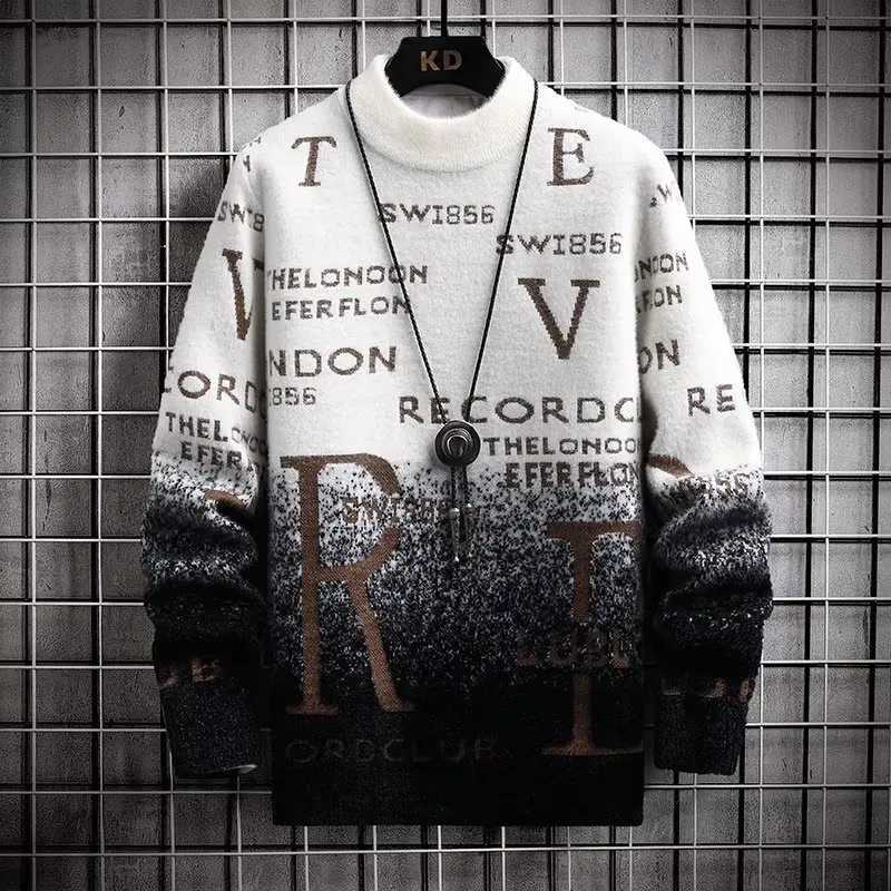 High Quality 20 autumn/winter mens sweater Korean fashion mens clothing British elements sweater mens casual plow O-neck sweater mens clothing T241111