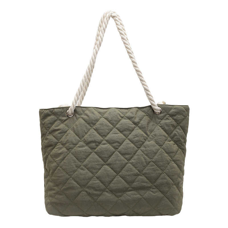 autumn winter diamond grid casual women's bag cotton clothing bag versatile cloth bag women's winter versatile 241115