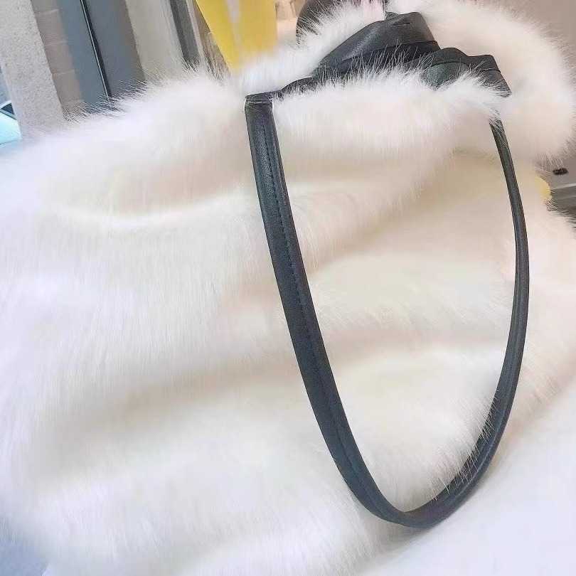 fur bag large capacity imitation mink fur shoulder bag hand-held large bag women's bag tote bag women's bag 241115