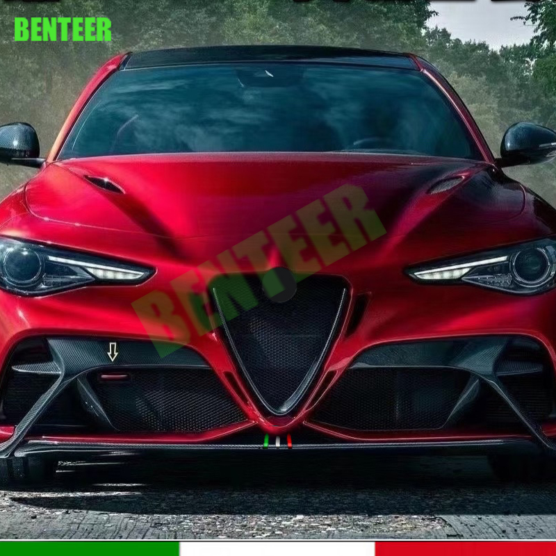 Italian Flag Car Front Grille Stickers Decals For Alfa Romeo Giulia Quadrifoglio