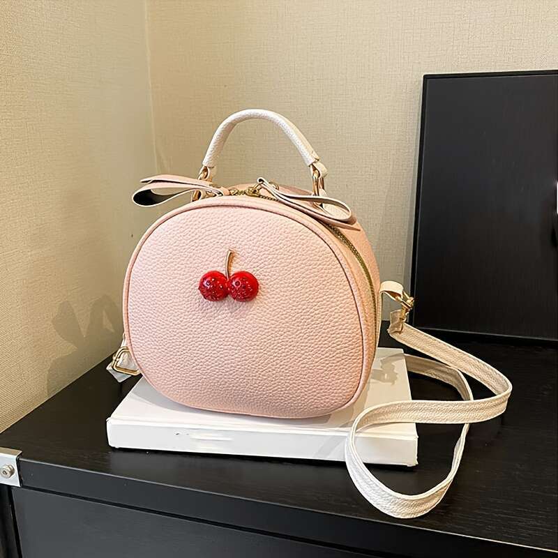 Fashion Adorable Sweet Cherry Handbag Fashionable Mini Crossbody Purse for Women - Compact & Versatile with Chic Round Design .