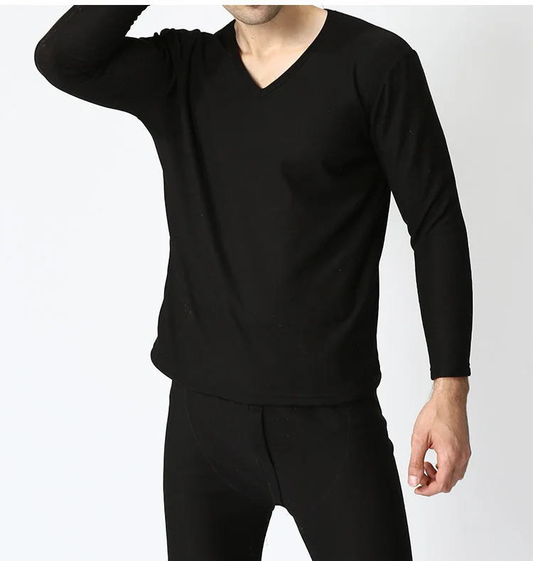 Winter Fleece Thicken Tops Large Size 6XL 7XL 8XL 9XL Mens Thermal Underwear V Neck Long Sleeve Black Wine Red Cotton 241111