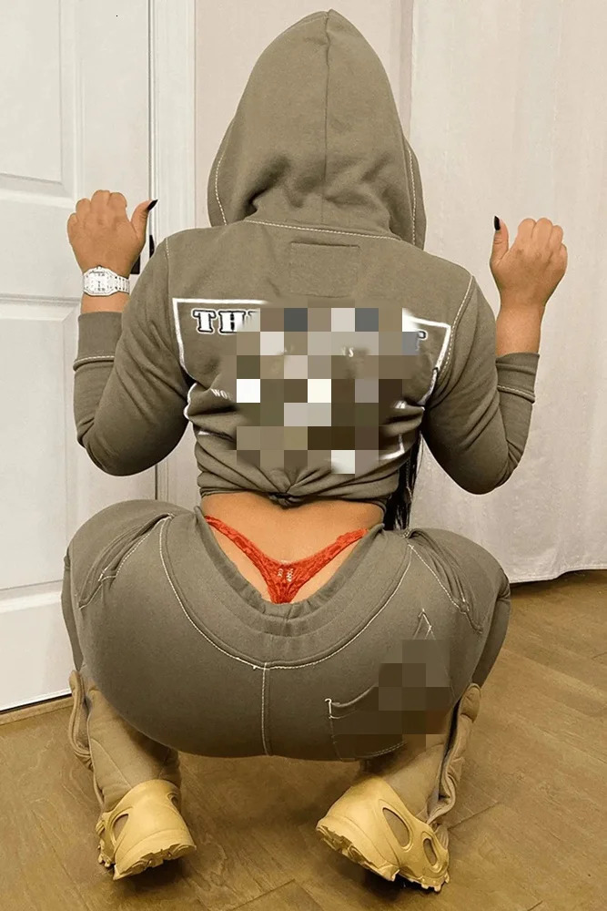 Tracksuits Two Piece Set for Women Streetwear Sports Suit Fashion Letter Print Hoodie Jacket Jogger Pants 2 Sets 241111