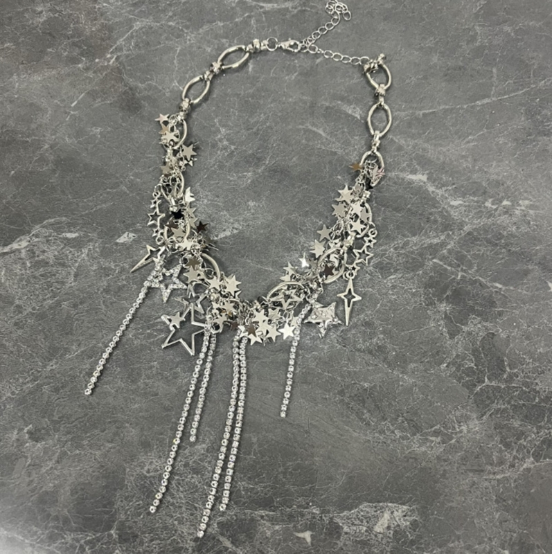 Star Necklaces Star Chain Chokers Pentagram Chain Necklaces Hot Girl Women Y2k Jewelry Alloy Material Party Accessories