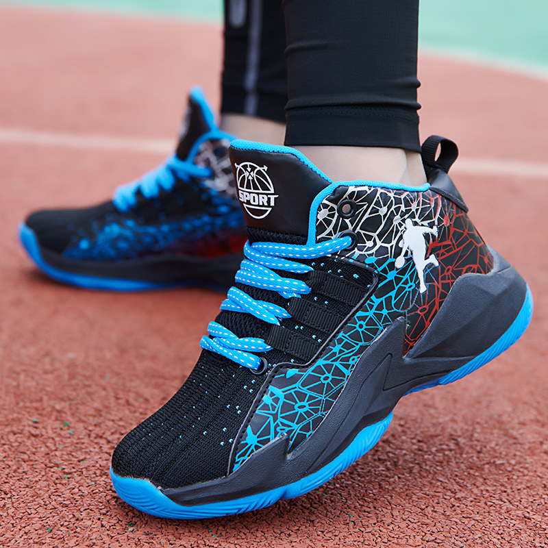 Children Basketball Shoes Casual Breathable Lightweight Couple Trainers Rubber Soled Comfortable Training Sneakers for Kids