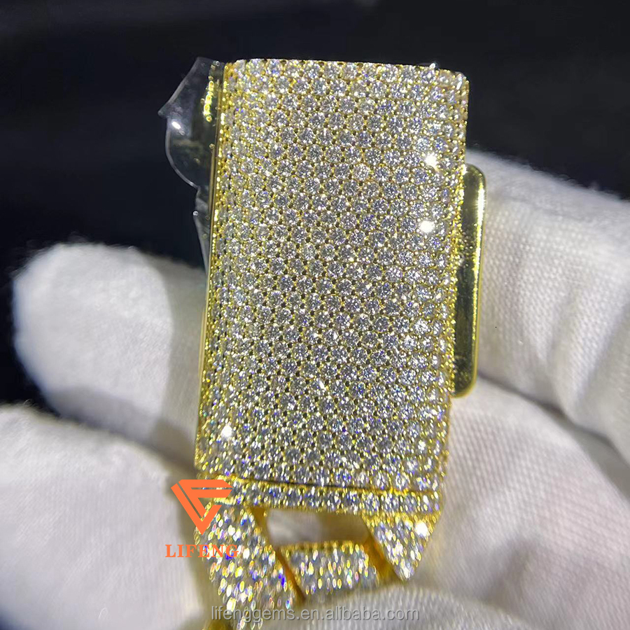 Miami VVS Moissanite Cuban k Chains 20mm Iced Dia Solid Man Necklace Sier Gold Plated Hiphop Fine Jewelry Set Men