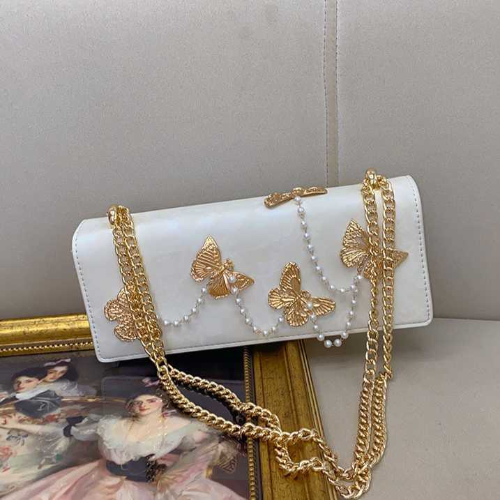 Spring summer fresh, sweet high-end one shoulder underarm bag, new Chinese style metal butterfly chain crossbody bag 241115