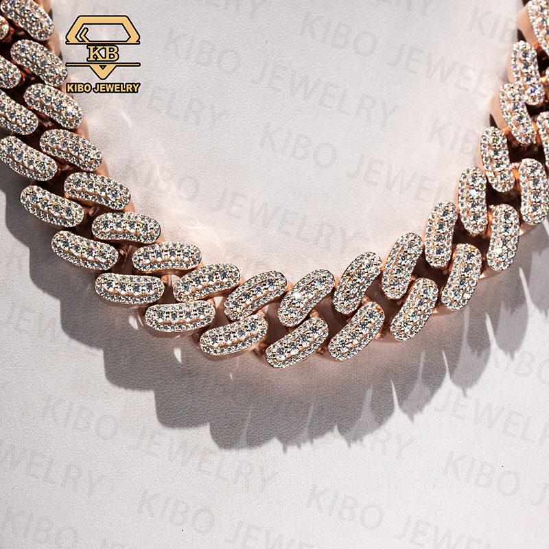 22mm Big Raised Pointer Sier Rose Gold Moissanite Iced Out Cuban k Chain