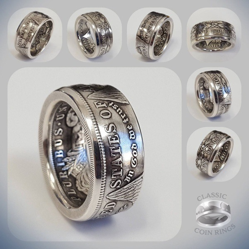 New S925 Sterling Silver Ring Thai Silver Vintage National Emblem Motto Ring For Men Jewelry Gifts