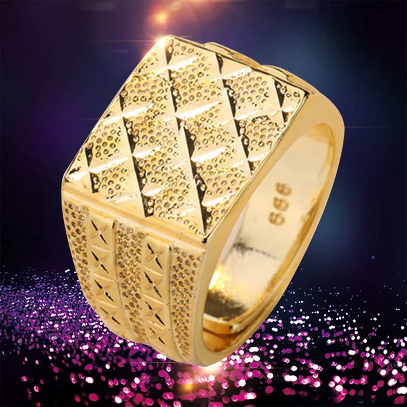 Gold Color Men Finger Ring Male Jewelry Luxury Resizeable Male Rings Frosted Open Adjustable Size Rings