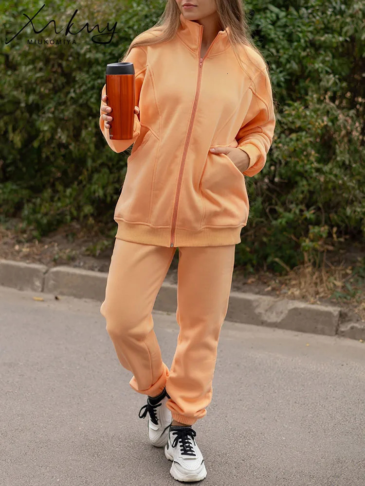 Autumn Zipper Tracksuit Women Two Piece Set Outfits Sports Trouser Suits for Pants Sets Woman 2 Pieces Oversize Sweatshirt 241111