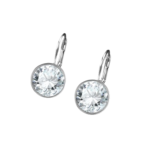 Silver Color Bella Stud Earrings For Women White Crystal From Austrian Fashion Earrings Wedding Office Jewelry Gift New