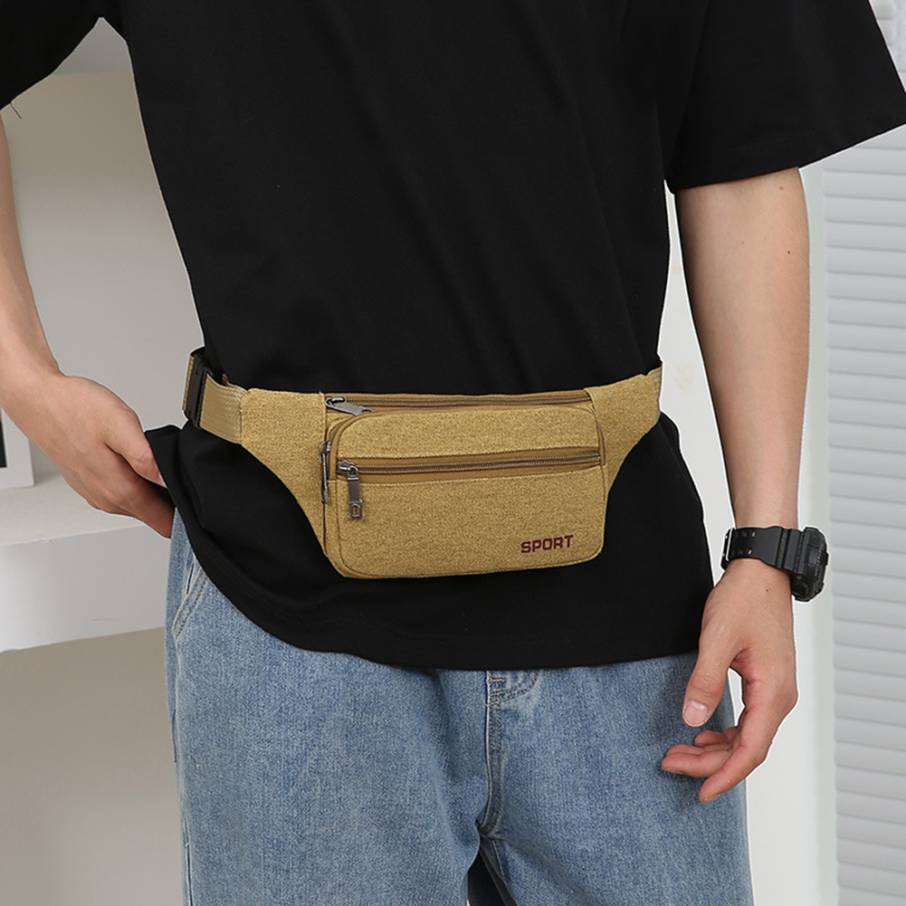 Canvas Running Waist Bag Lightweight Running Storage Bag Portable Elastic Breathable Adjustable Shoulder Strap for Outdoor Sport 59615 5 9990b