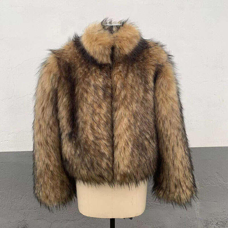 shanshi fur coat women Winter women's high-quality imitation raccoon fur coat, luxurious loose fitting hooded thick warm oversized coat