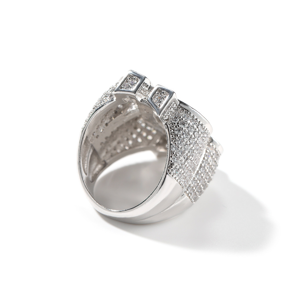 Mens Hip Hop Casting Ring With Side Stones Jewelry Dollar Sign Gemstone Zircons 18k Real Gold Plated