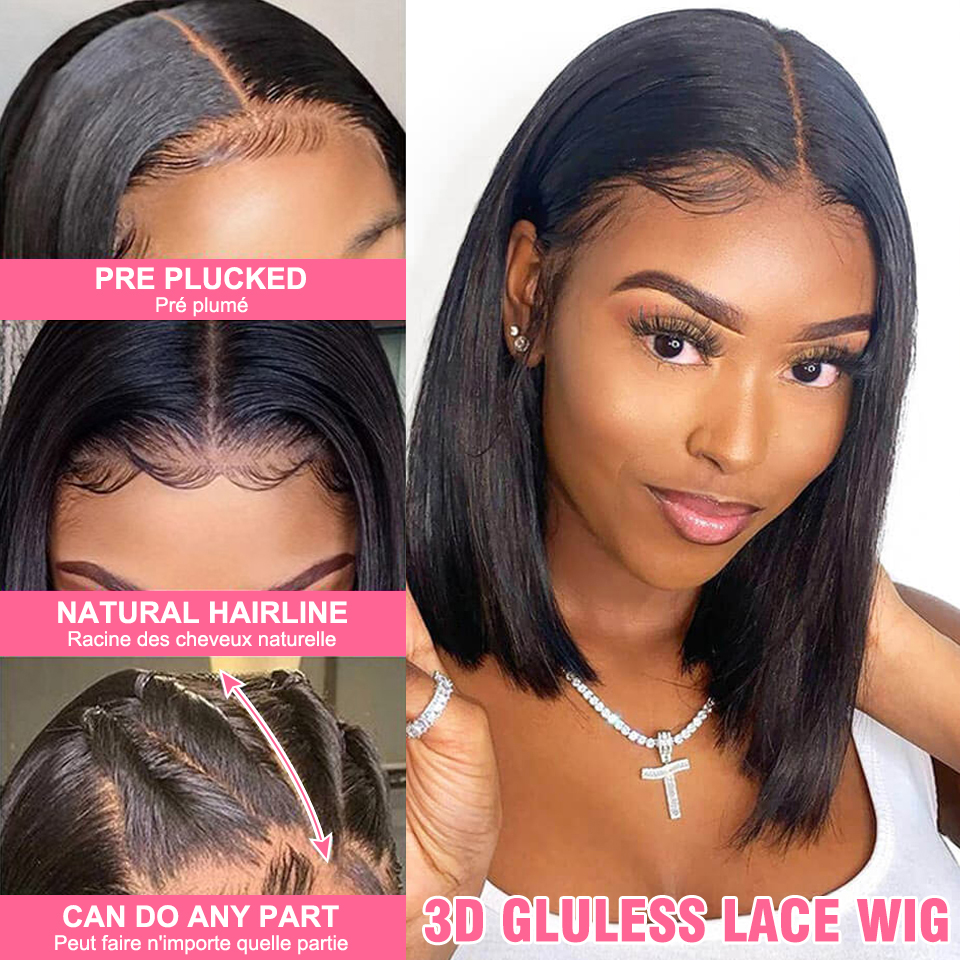 12A Peruvian 13x4 Short Bob Straight Wig Human Hair Wigs 4X4 Transparent Lace Bob Wig Pre Plucked With Baby Hair For Black Women