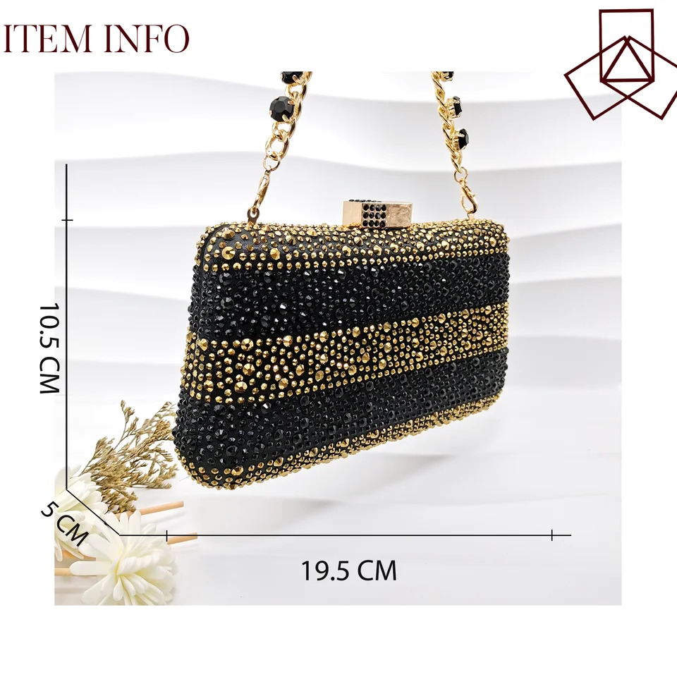QSGFC Ladies High Quality Womens Pumps And Italian Fashion Black Gold Color Bag For Nigeria Wedding Party 241111