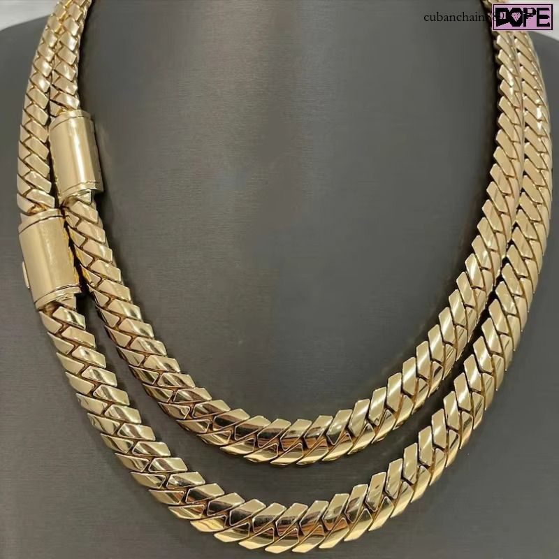 High Quality Iced Out Gold Plated 12mm Hiphop Miami Necklace Sterg Sier Charming Cuban Chains