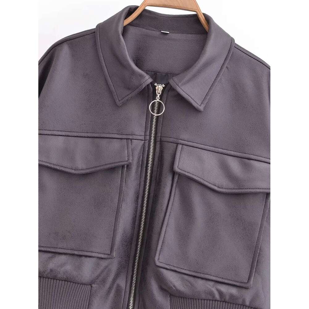 shanshi leather jacket women women's winter new faux pilot leather jacket