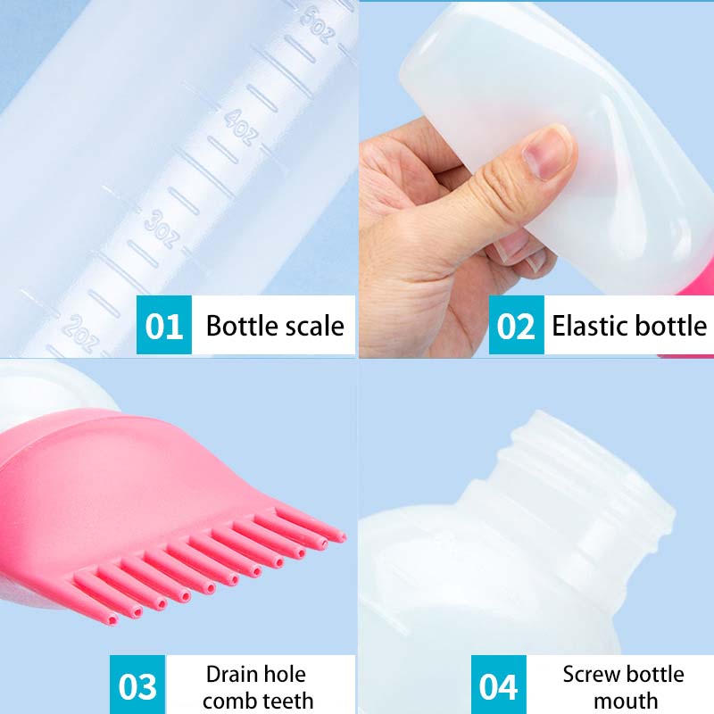 KLINA 120ml Hair Root Comb Applicator Bottle Hair Color Oiling Dye Brush Squeeze Bottles For Styling ABS Refill Container